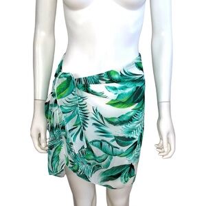 TiNiBiKiNi Macy’s tropical leaf print coverup skirt sarong OS